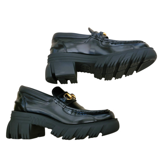 Gucci Black Horsebit Magnum Leather Lug Sole Loafer 9 39 656869 - Picture 8 of 15